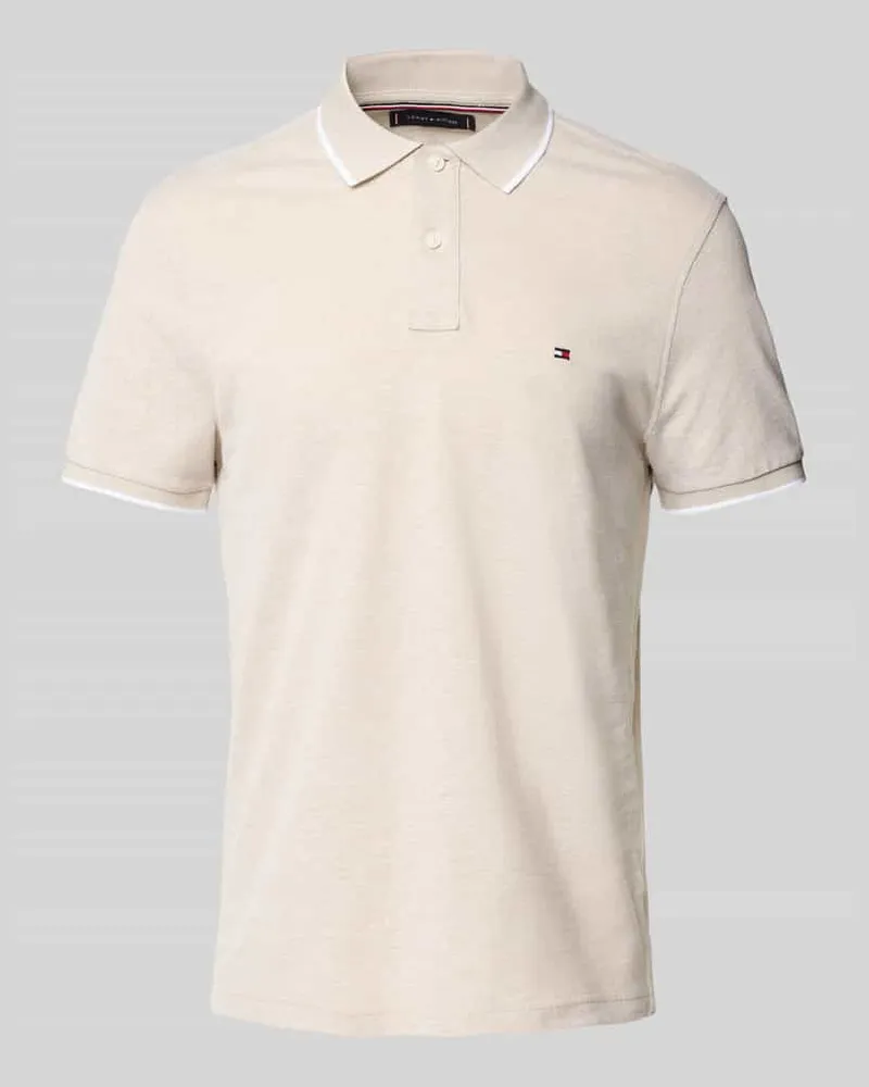 Tommy Hilfiger Regular Fit Poloshirt aus Baumwoll-Leinen-Mix Beige