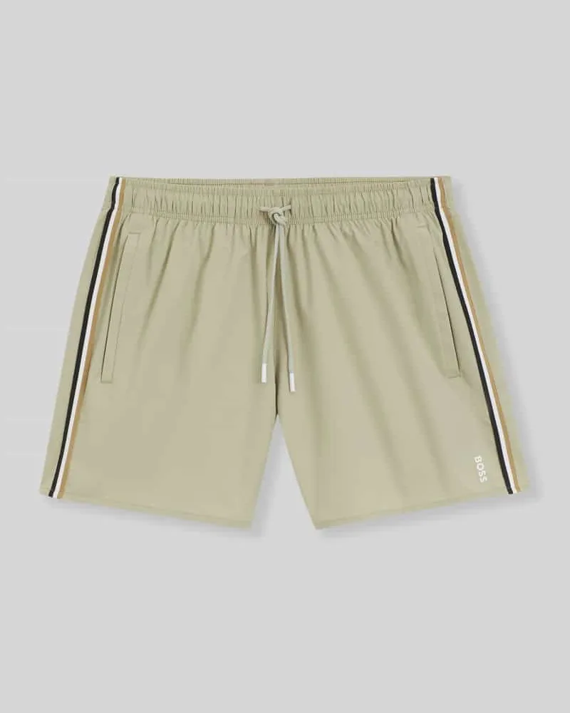 HUGO BOSS Regular Fit Badeshorts mit Logo-Details Modell 'ICONIC Oliv