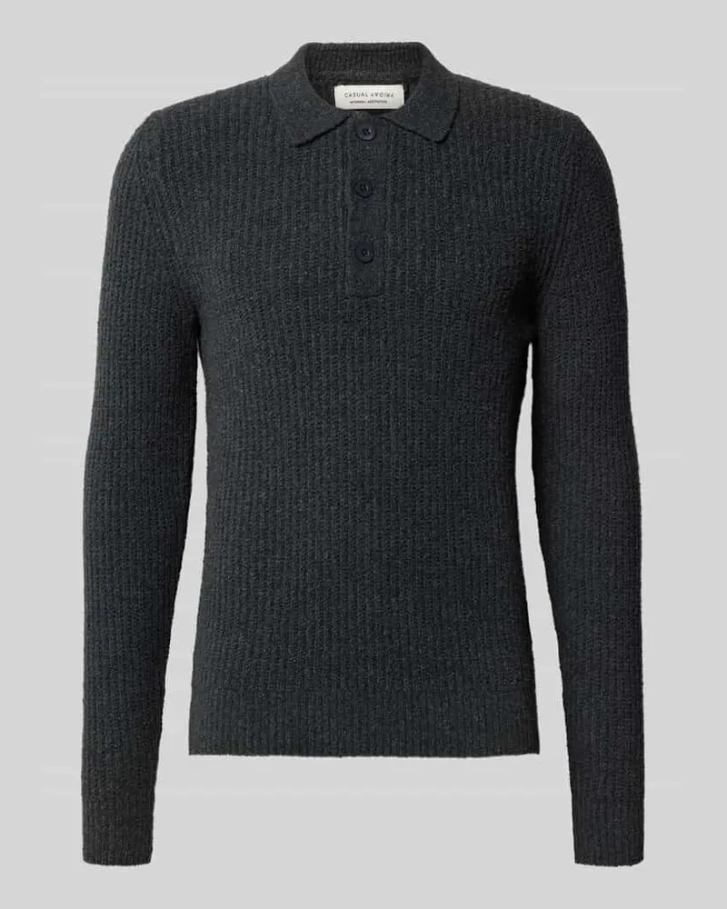 Casual Friday Strickpullover mit Polokragen Modell 'GAHN Mittelgrau