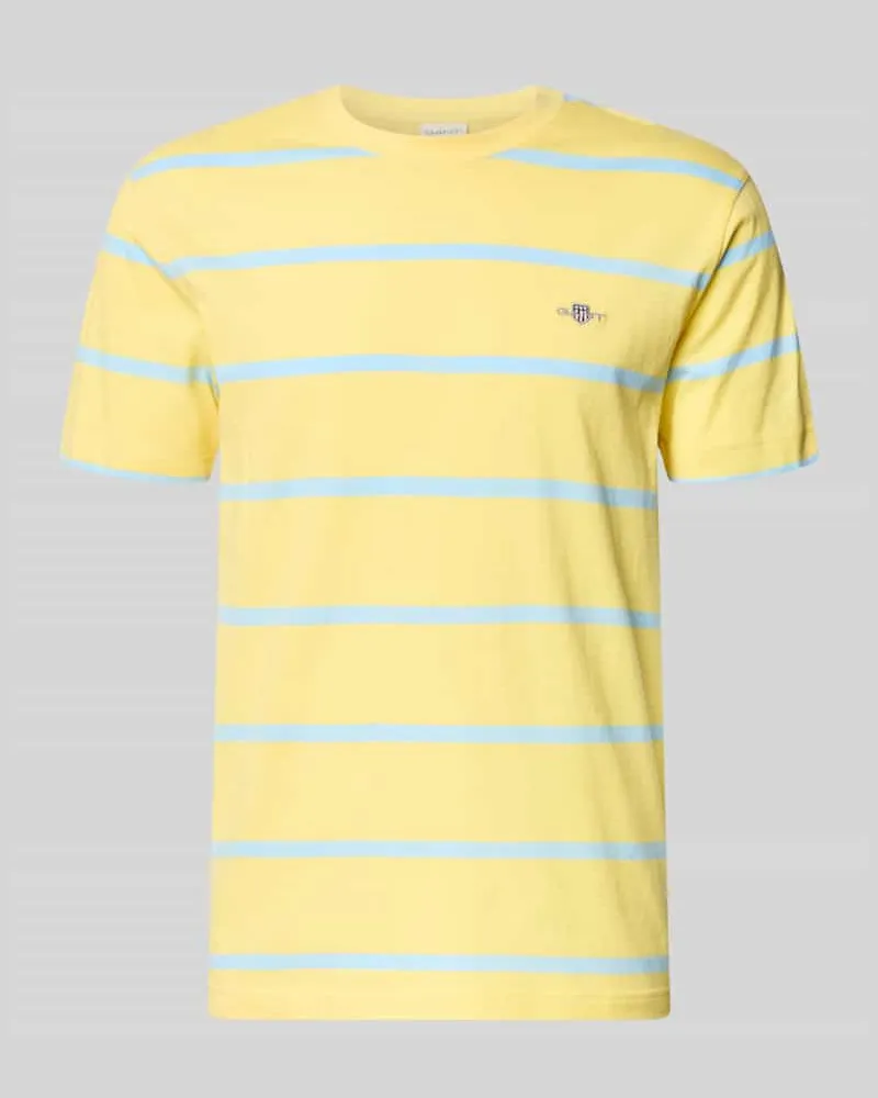 Gant Regular Fit T-Shirt mit Logo-Stitching Hellgelb