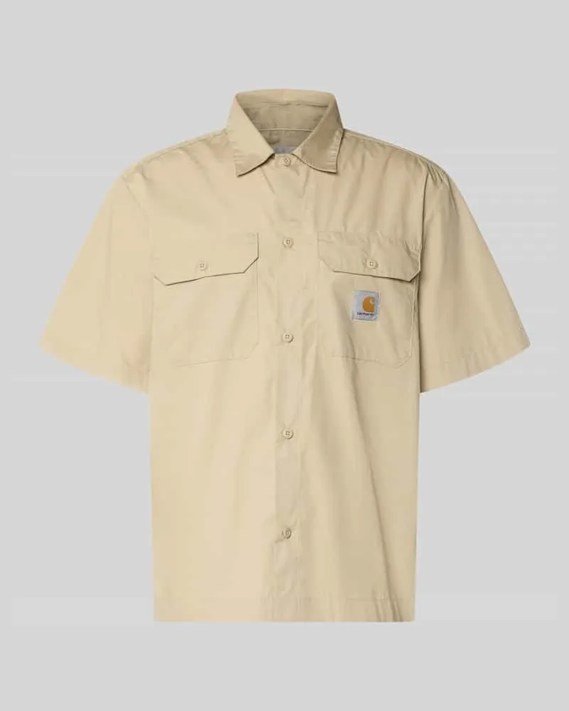 Carhartt WIP Relaxed Fit Freizeithemd mit Kentkragen und Label-Detail Bleu