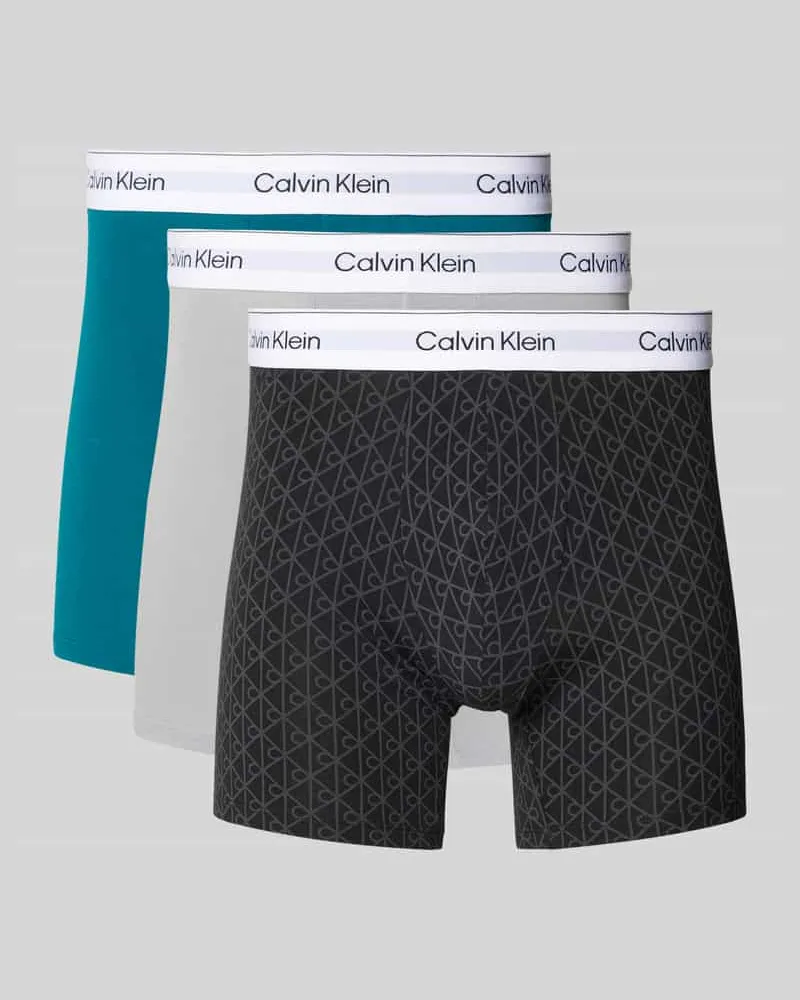 Calvin Klein Slim Fit Boxer mit Logo Stitching Modell 'Brief' im 3er-Pack Petrol