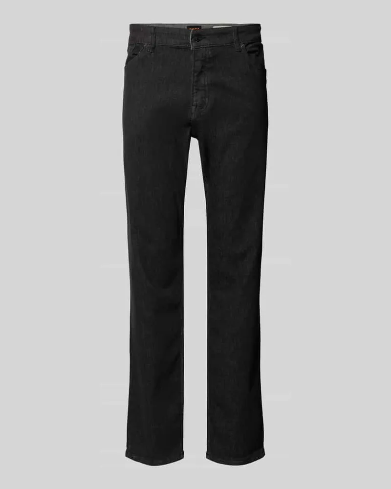 HUGO BOSS Straight Fit Jeans mit Gabardine-Optik Black