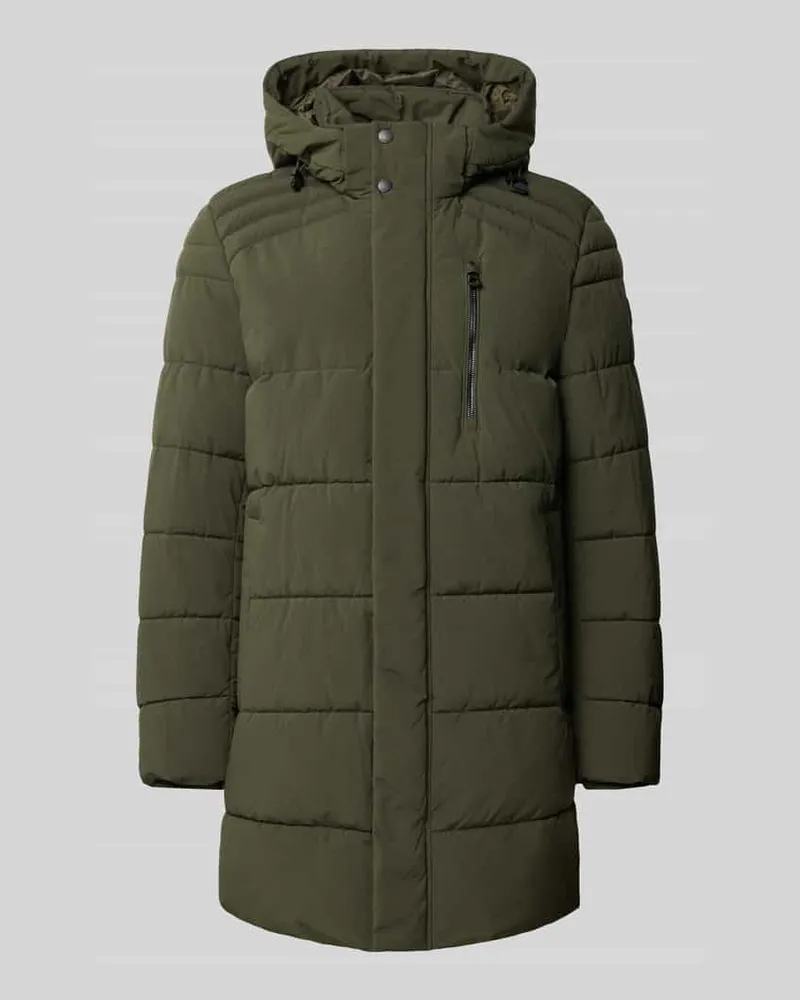 Lerros Regular Fit Steppmantel mit Kapuze Khaki
