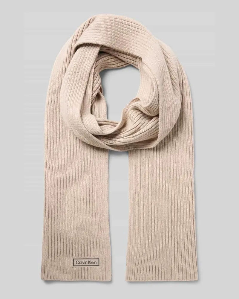 Calvin Klein Schal mit Kaschmir-Anteil und Label-Patch 