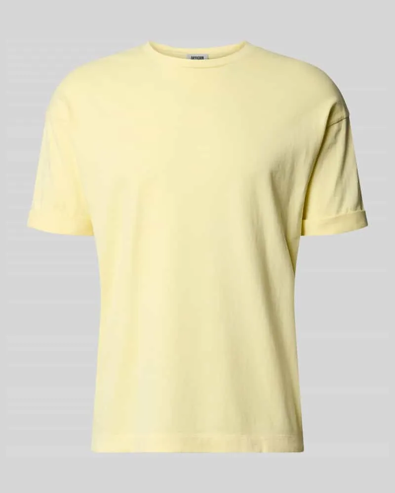 Drykorn T-Shirt mit Ärmelaufschlag und Rundhalsausschnitt Gelb