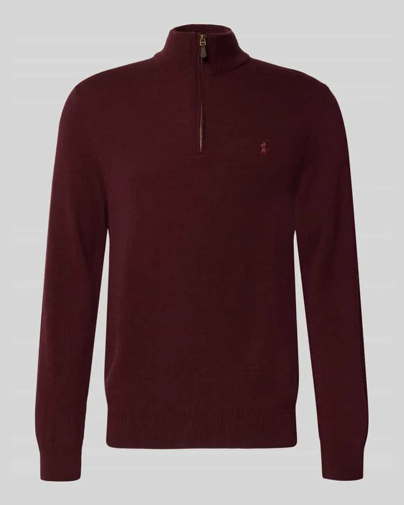 Ralph Lauren Strickpullover aus Wolle mit Stehkragen und Reißverschluss Bordeaux