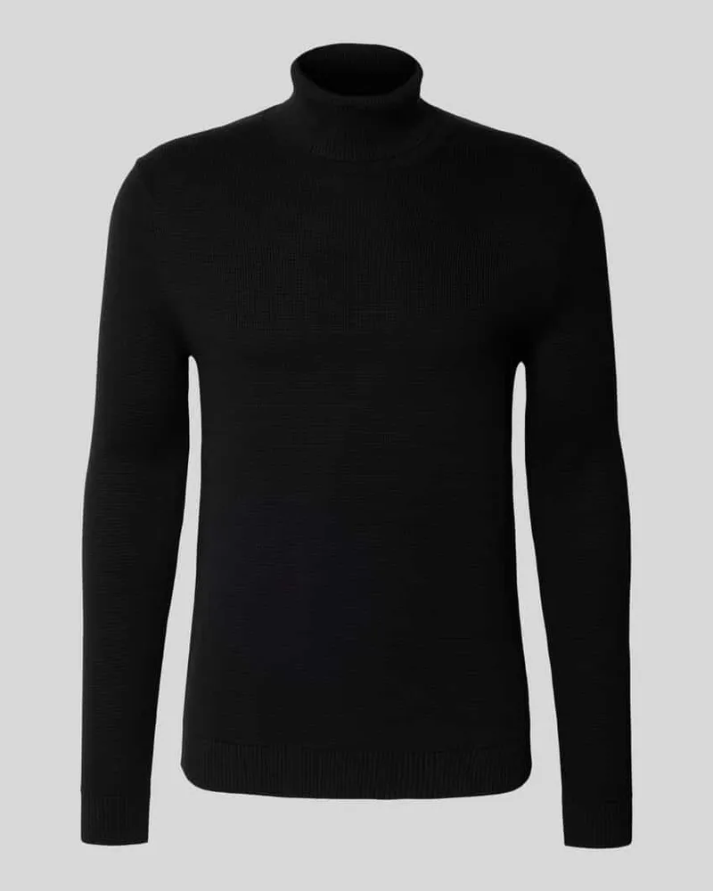 Selected Homme Regular Fit Rollkragenpullover aus reiner Baumwolle Modell 'DANE Black