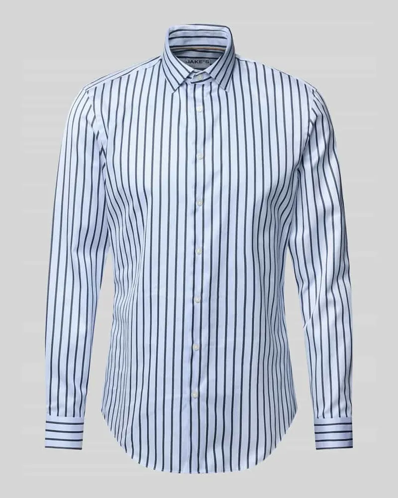 JAKE*S Slim Fit Businesshemd aus reiner Baumwolle Marine