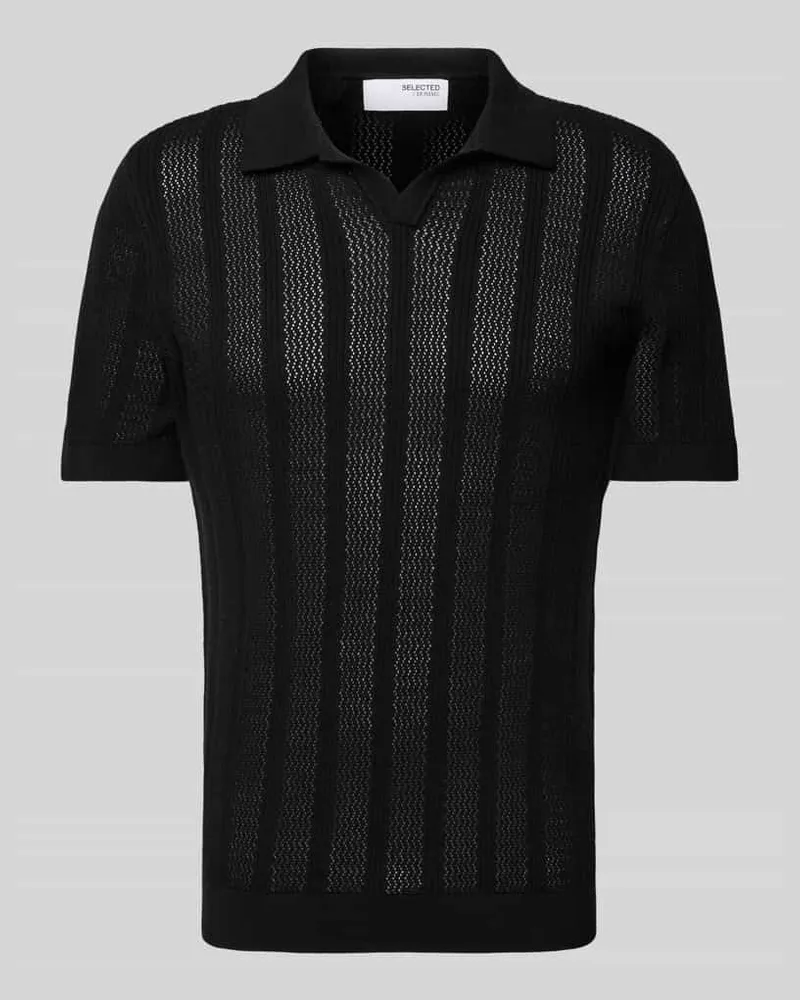 Selected Homme Poloshirt in Strick-Optik Modell 'WELLS Black