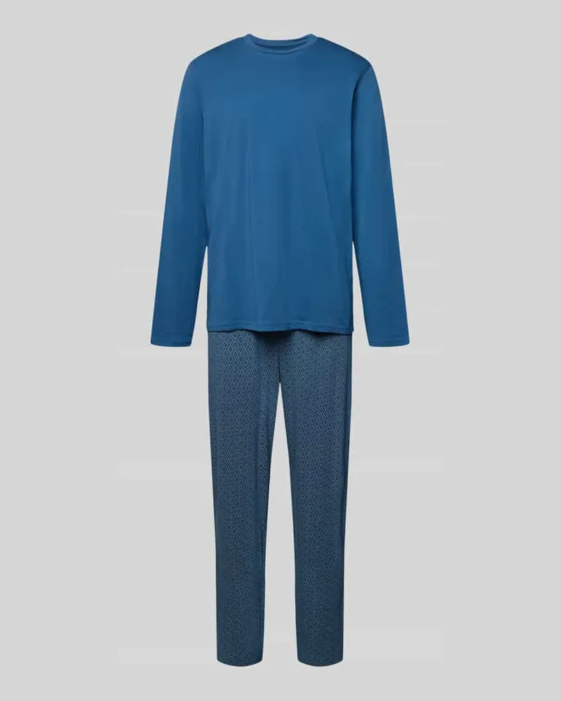 Schiesser Regular Fit Pyjama-Set in langärmeligem Design Modell 'Casual Marine