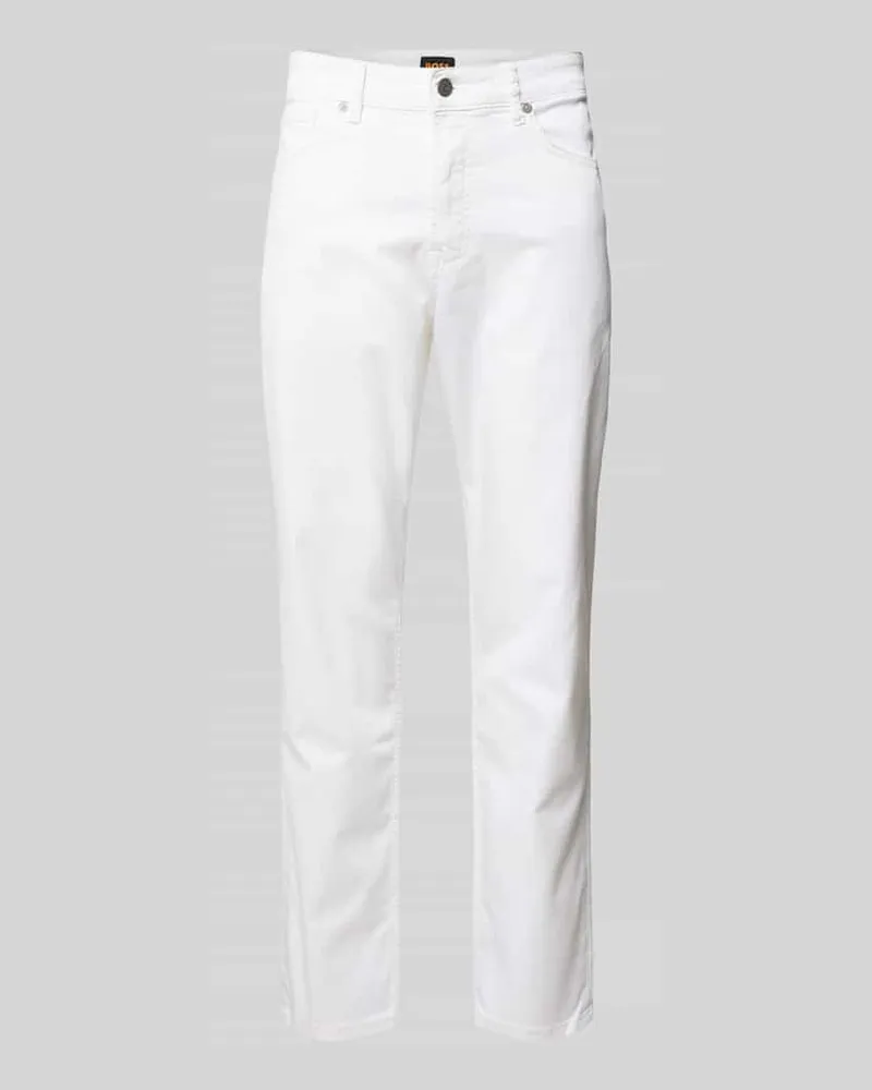 HUGO BOSS Regular Fit Jeans aus Baumwoll-Mix Modell 'REMAINE Weiss