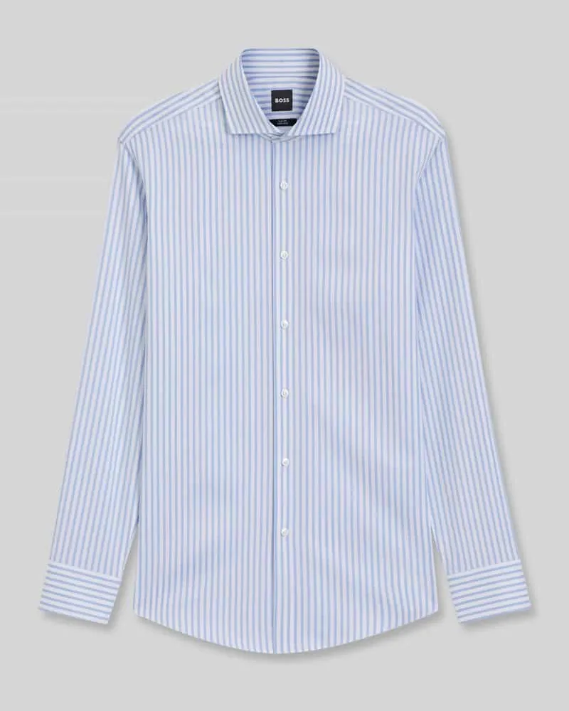 HUGO BOSS Slim Fit Businesshemd aus Baumwoll-Mix Modell 'HANK-SP Blau