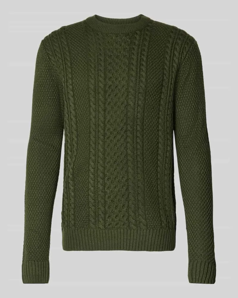 Jack & Jones Strickpullover mit gerippten Abschlüssen Modell 'PAUL Dunkelgruen