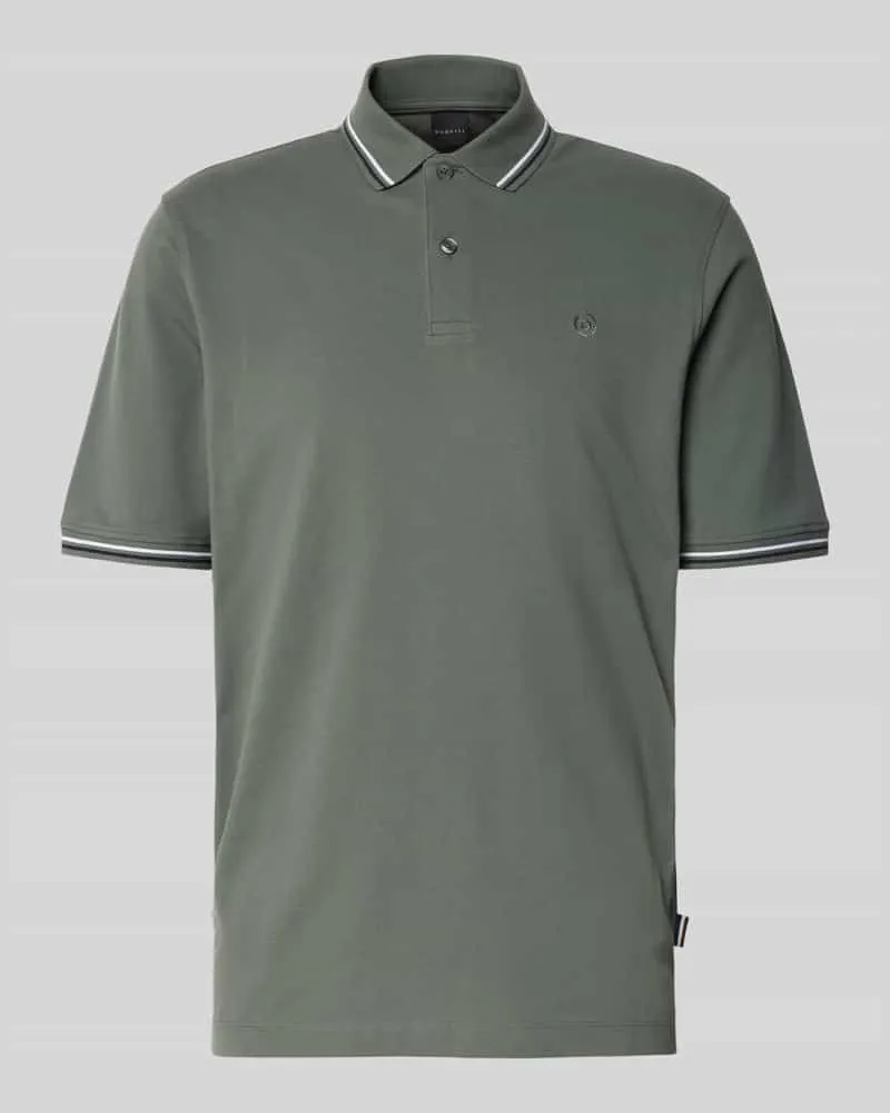 Bugatti Poloshirt mit kurzer Knopfleiste Oliv