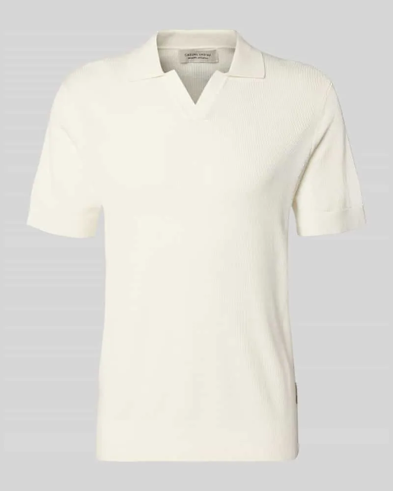 Casual Friday Regular Fit Strick-Poloshirt mit Strukturmuster Modell 'MOSVIK Offwhite