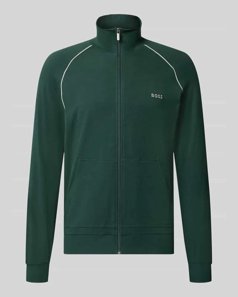 HUGO BOSS Regular Fit Sweatjacke aus Baumwoll-Mix Modell 'Mix&Match Dunkelgruen