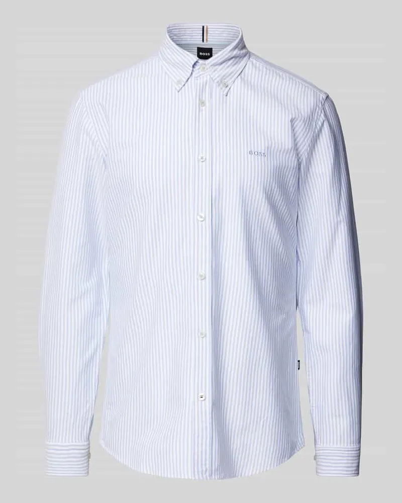 HUGO BOSS Slim Fit Business-Hemd mit Knopfleiste Modell 'Roan Bleu