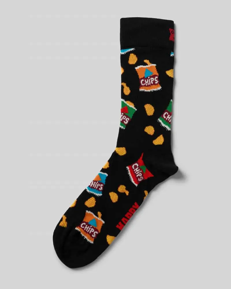 Happy Socks Socken mit geripptem Abschluss Black