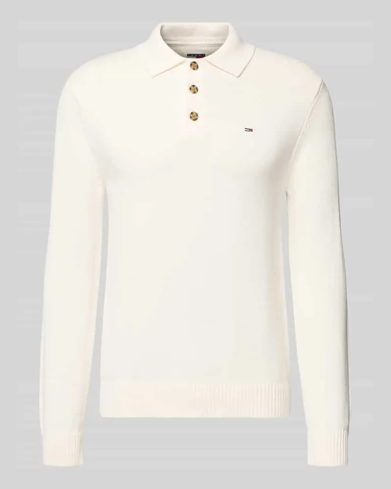 Tommy Hilfiger Slim Fit Strickpullover aus reiner Baumwolle Offwhite