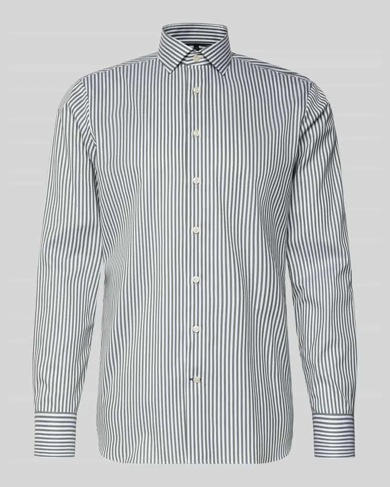 Olymp Slim Fit Freizeithemd mit Kentkragen Modell 'Namur Oliv