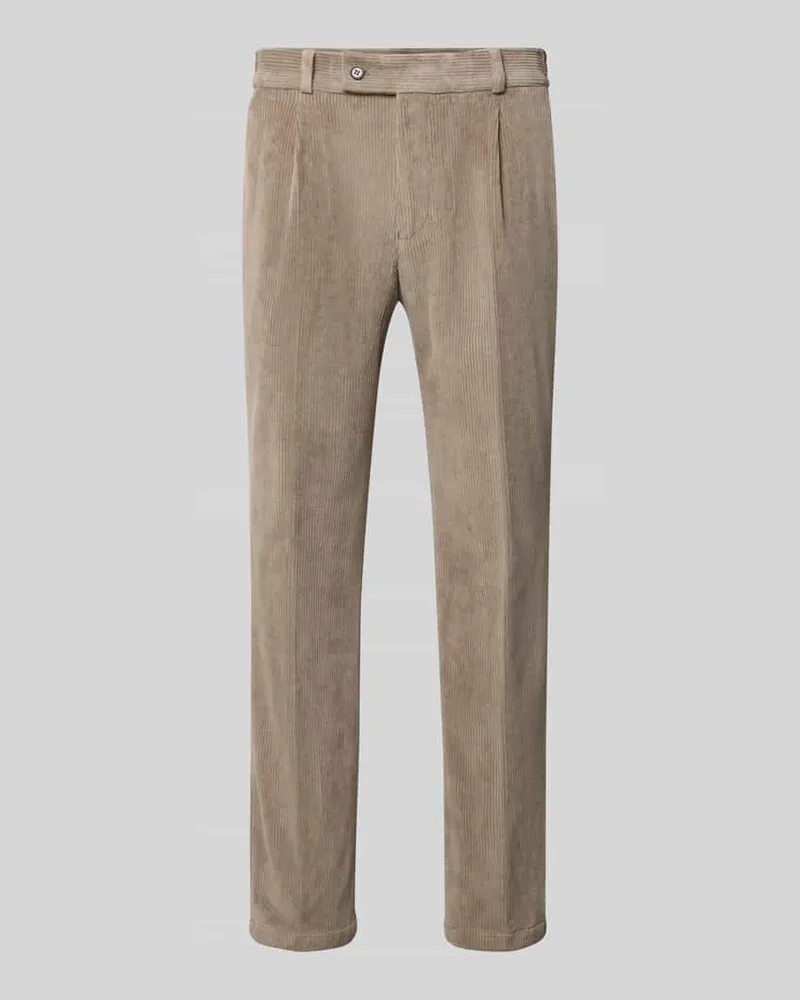 Zuitable Slim Fit Hose aus Baumwoll-Mix in Cord-Optik Modell 'Cliffer Sand