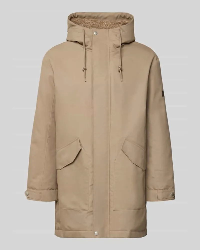 Marc O'Polo Regular Fit Jacke aus Baumwoll-Mix mit Teddyfutter Camel