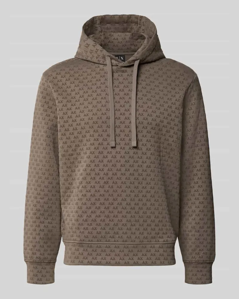 Armani Exchange Regular Fit Hoodie aus Baumwoll-Mix Beige