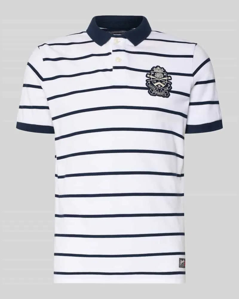 Superdry. Slim Fit Poloshirt mit Label-Stitching und Knopfleiste Offwhite