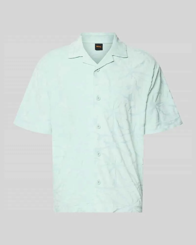 HUGO BOSS Regular Fit Freizeithemd aus Baumwoll-Mix Modell 'WE_FLOWER Tuerkis