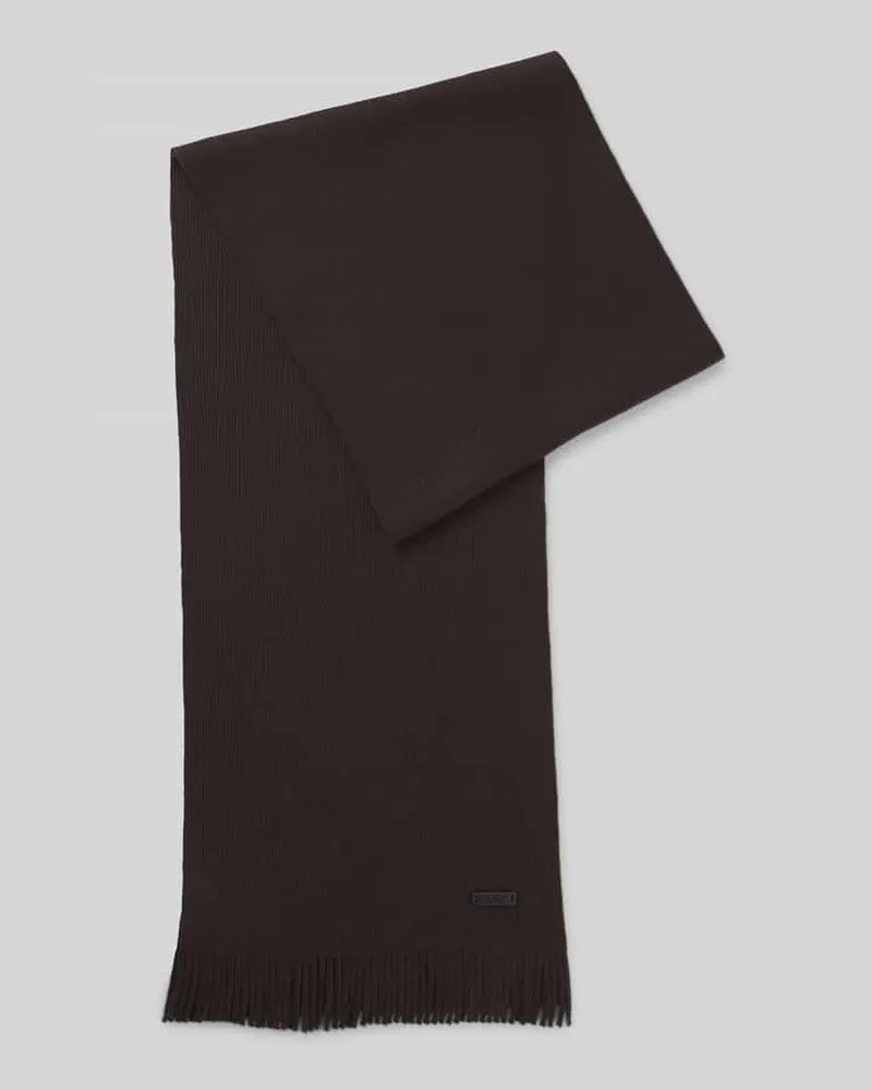 HUGO BOSS Schal aus reiner Schurwolle Dunkelbraun