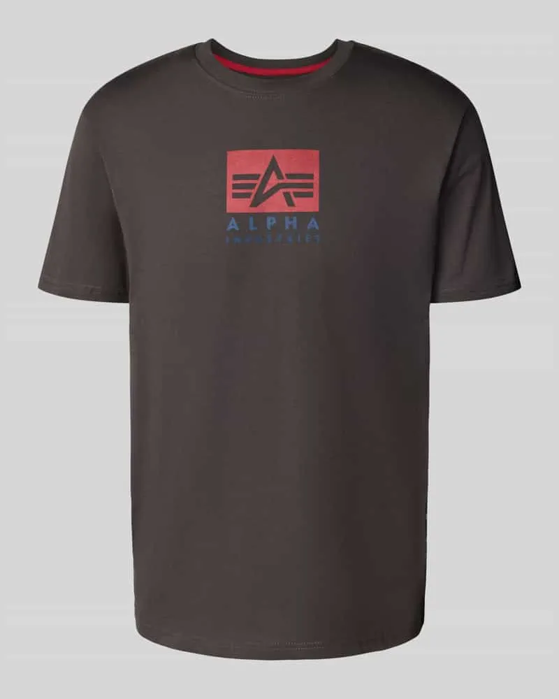 Alpha Industries T-Shirt mit Label-Print und Rundhalsausschnitt Anthrazit