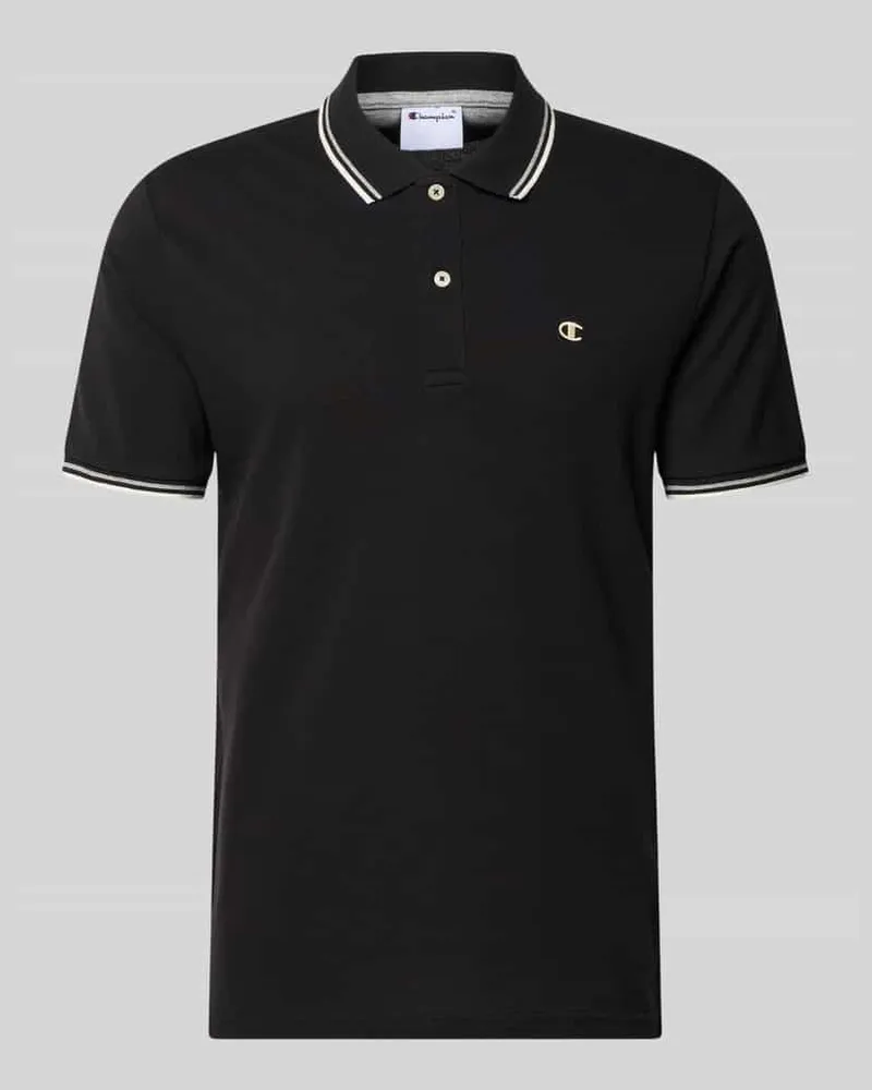 Champion Slim Fit Poloshirt mit Label-Stitching Black