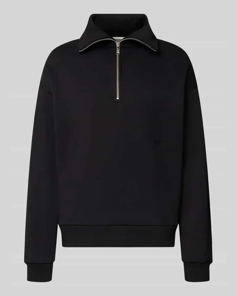 Drykorn Regular Fit Sweatshirt aus Baumwoll-Mix mit Troyer-Kragen Black
