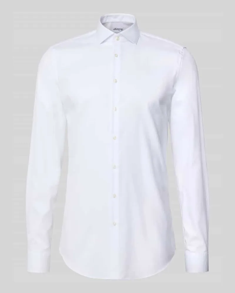 JAKE*S Slim Fit Businesshemd mit extra langem Arm Weiss