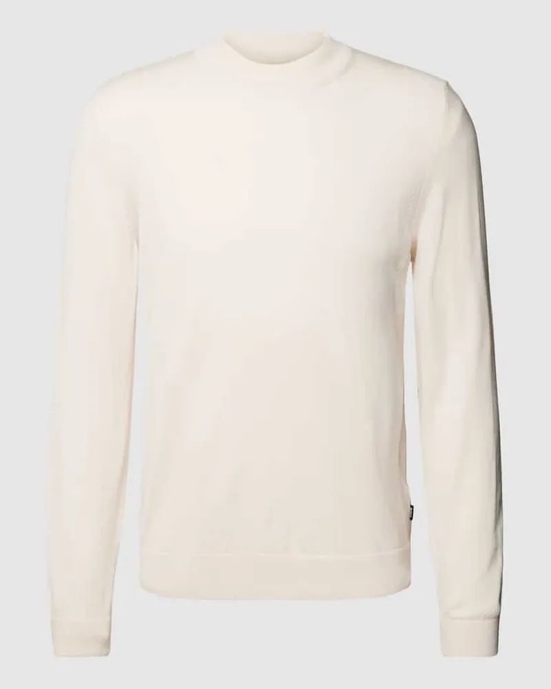 HUGO BOSS Strickpullover mit Rundhalsausschnitt Modell 'Bjarno Offwhite