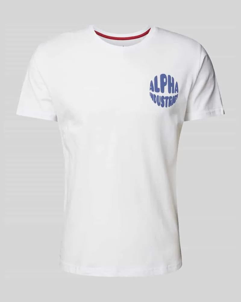 Alpha Industries T-Shirt mit Label-Print Weiss