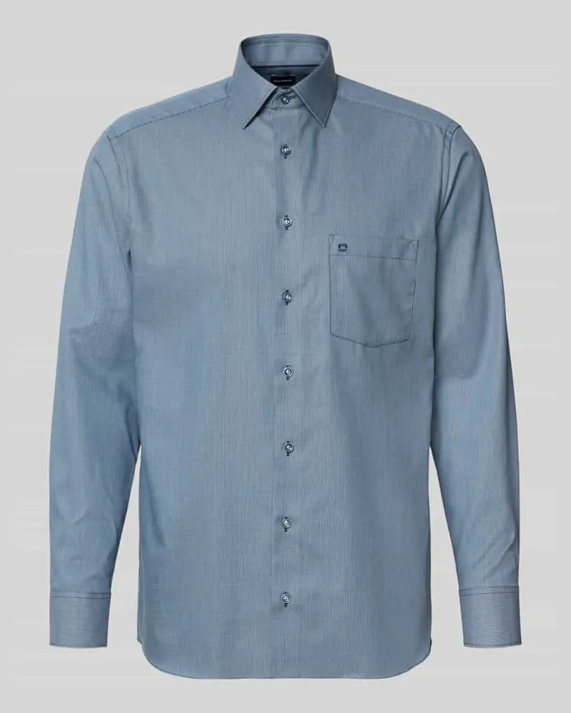 Olymp Modern Fit Businesshemd aus reiner Baumwolle Blau