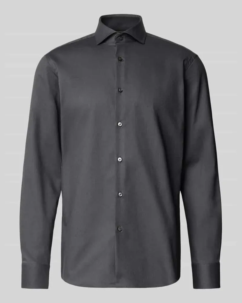 HUGO BOSS Regular Fit Businesshemd aus Baumwoll-Mix Modell 'H-JOE-SPREAD Anthrazit