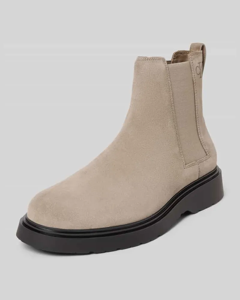 Calvin Klein Chelsea-Boots aus Leder-Textil-Mix mit elastischen Einsätzen 