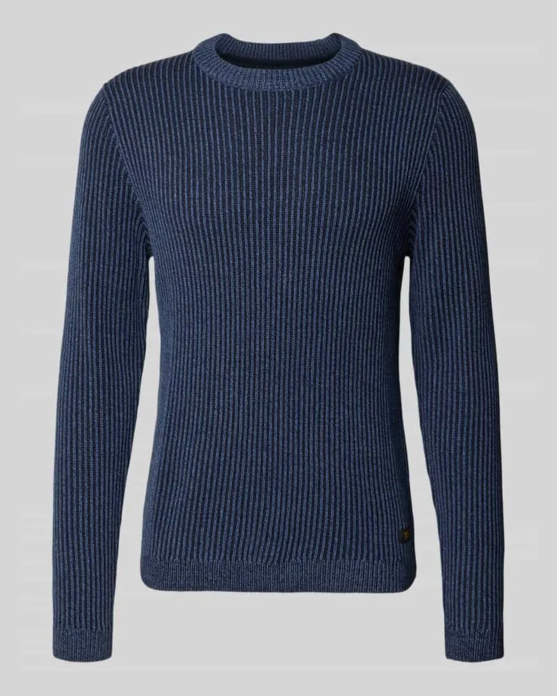 Jack & Jones Slim Fit Strickpullover aus Baumwoll-Mix Modell 'DOVER Marine