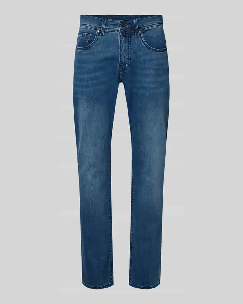 Pierre Cardin Regular Fit Jeans im Used-Look Modell 'Lyon Hellblau