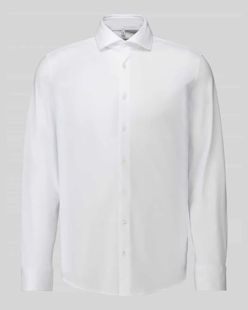 Seidensticker Slim Fit Businesshemd aus Baumwoll-Modal-Mix Modell 'Light Spread Kent Weiss