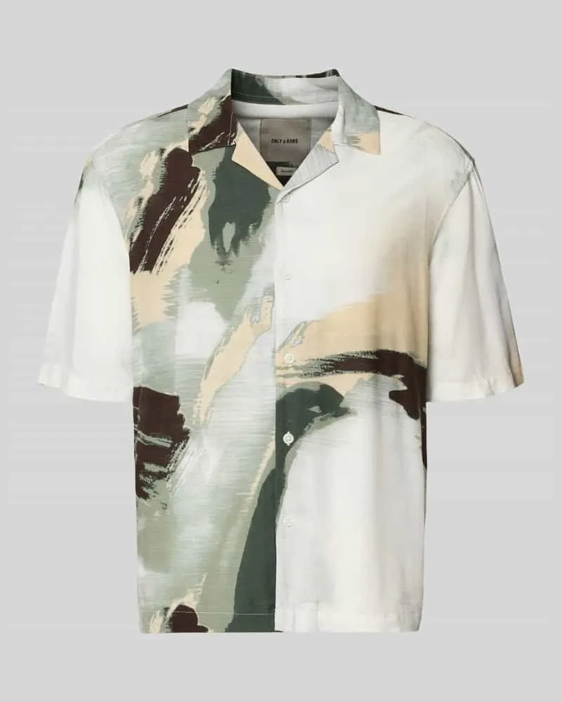 Only & Sons Relaxed Fit Freizeithemd aus Viskose-Leinen-Mix Modell 'HARVI Weiss