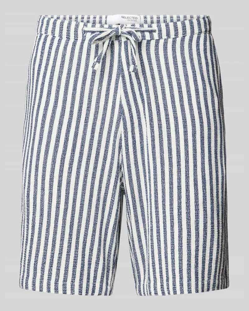 Selected Homme Shorts mit Streifenmuster und Tunnelzug 