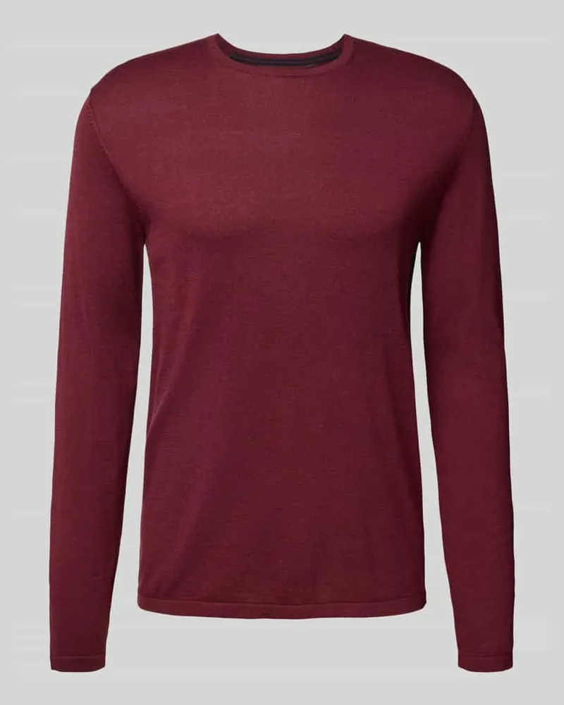 Christian Berg Regular Fit Pullover aus reiner Baumwolle in Strick-Optik Bordeaux