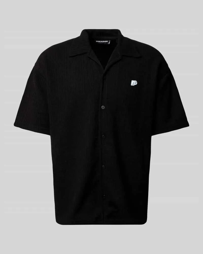 PEGADOR Relaxed Fit Freizeithemd mit Strukturmuster Modell 'LIBCO Black