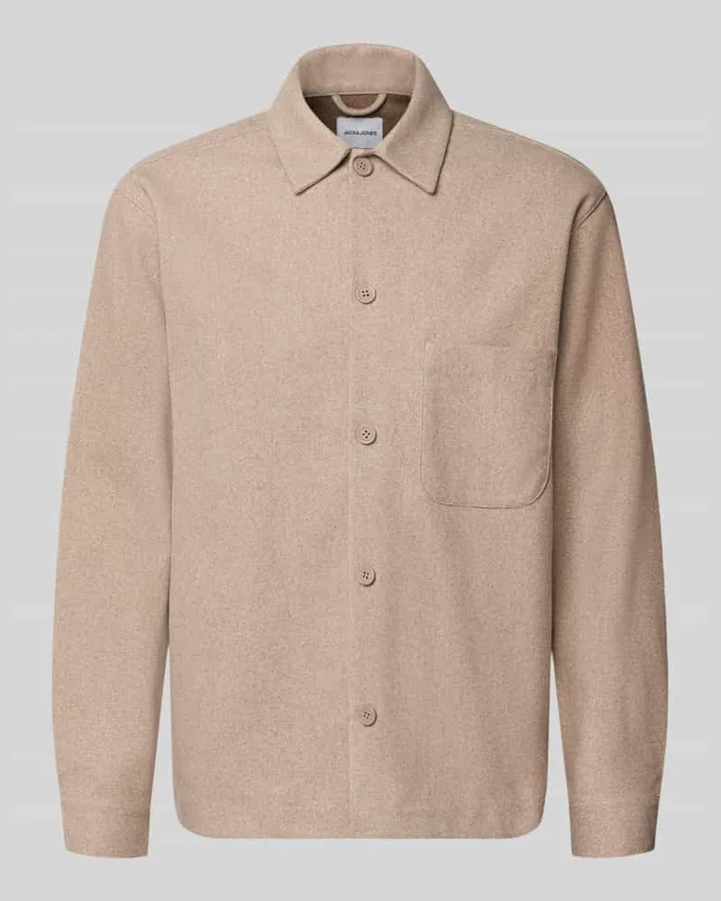Jack & Jones Regular Fit Hemdjacke mit Kentkragen Modell 'REGENT Beige