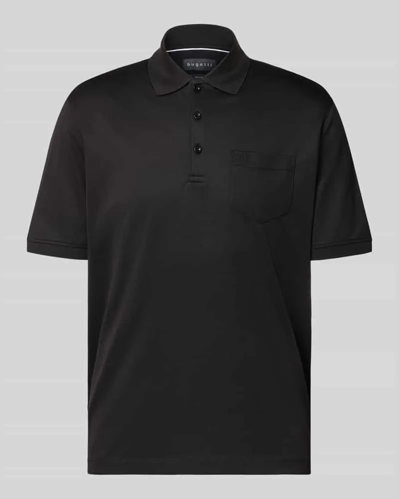 Bugatti Regular Fit Poloshirt mit Brusttasche und Label-Stitching Black