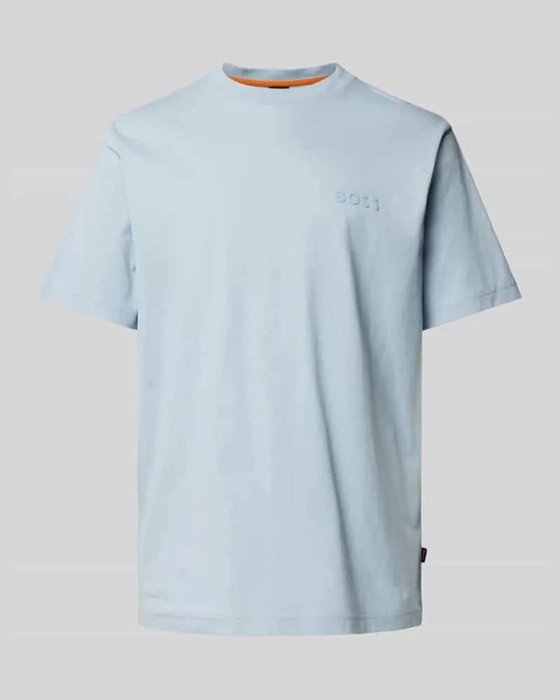 HUGO BOSS T-Shirt mit Label-Print Modell 'Telogoboss Hellblau